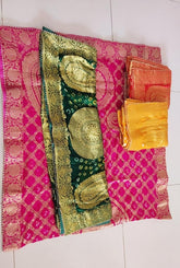 Wholesale Lot of Banarasi Bandhej Dupatta, Art Silk Dupatta Scarves, Zari Border Lace Heavy Dupatta, Rajasthani Bandhej Dupatta
